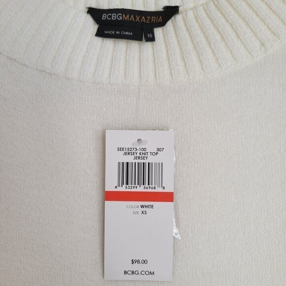 NEW BCBG Maxazria Ivory Cream White Jersey Knit Cap Sleeve Top Size XS - Picture 7 of 10